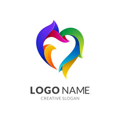 Love Fire Logo, Heart Flame Colorful Logo Design