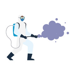 person with protective suit for spraying viruses of covid 19, disinfection virus concept vector illustration design