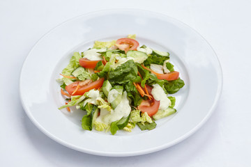 salad on the white background