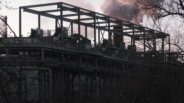 Stone seperation process at the Wissington sugar plant in norfolk UK during sunset.
