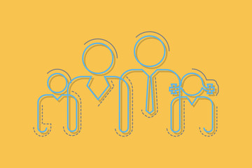 Abstract family icon linear. Father, mother, daughter, and son concept vector symbol