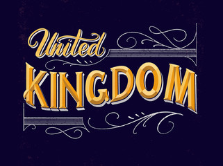 Vintage lettering post card 'United Kingdom'