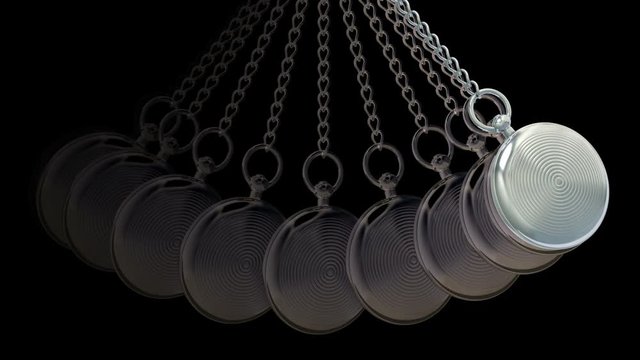 Pocket watch in black background. Looping footage. 3D Illustration.