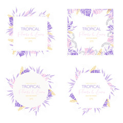 Vector floral tropical template . All elements are isolated. Invitation card, thanks, rsvp, menu.