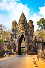 Fototapeta premium A beautiful view of Angkor Wat temple and nature at Siem Reap, Cambodia.