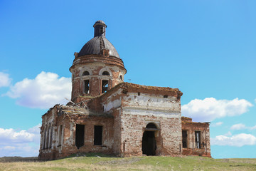 Old ruined church in a field