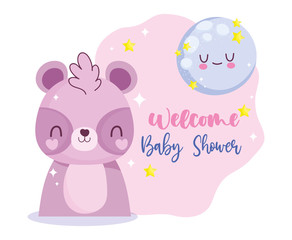 baby shower little raccoon moon celebration, welcome invitation template