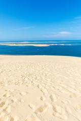 Fototapeta na wymiar View from the Dune of Pilat, the tallest sand dune in Europe. La Teste-de-Buch, Arcachon Bay, Aquitaine, France