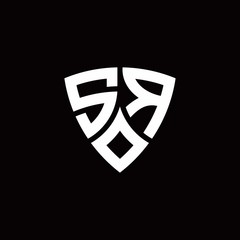 SR monogram logo with modern shield style design template