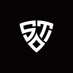 Naklejka premium ST monogram logo with modern shield style design template