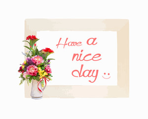 Have a nice day greeting card with colorful flower vase