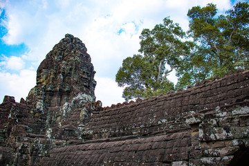 Fototapeta premium A beautiful view of Bayon temple at Siem Reap, Cambodia.