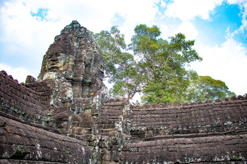 Obraz premium A beautiful view of Bayon temple at Siem Reap, Cambodia.