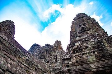A beautiful view of Bayon temple at Siem Reap, Cambodia.