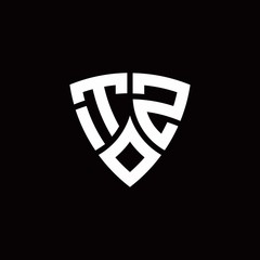 TZ monogram logo with modern shield style design template