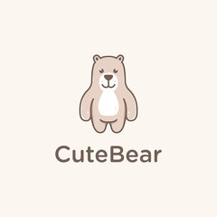 Fototapeta premium Cute Bear Fun Funny Simple Mascot Animal Mammal Wild Wildlife Cartoon Character Illustration Vector Logo Design
