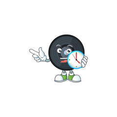 cartoon drawing concept of music viynl disc with a circle clock