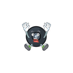 cartoon character design of music viynl disc having shocking gesture