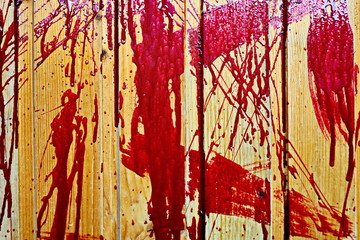 Painted wooden planks and cutaway wood structure used as a base and backgrounds.