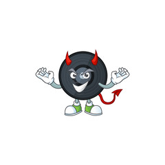 A cartoon image of music viynl disc as a devil character