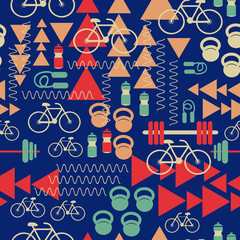 Fototapeta na wymiar Sports or gym vector seamless repeat pattern perfect for sports products and packaging or, a fitness apparel line or as a wallpaper 