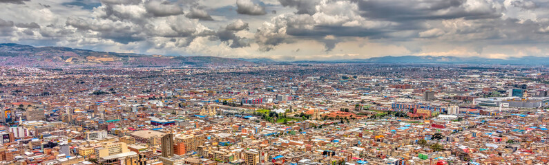 Fototapeta na wymiar Bogota cityscape in cloudy weather, HDR Image