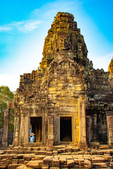 Naklejka premium A beautiful view of Angkor Wat temple at Siem Reap, Cambodia.