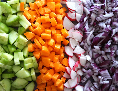 chopped vegetables for salad