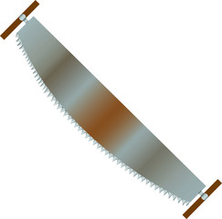 Retro vintage two-handle saw tool illustration