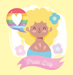Girl cartoon with lgtbi heart bubble vector design