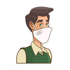 young man using medical mask character