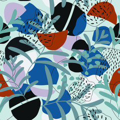 Modern flower pattern. Floral vector seamless repeat pattern perfect for home decor, fabrics, upholstery, wallpaper, print, and packaging, rugs, and carpets - 353069536