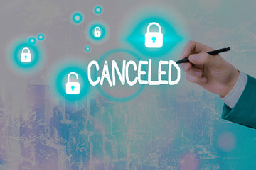 Handwriting text writing Canceled. Conceptual photo to decide not to conduct or perform something...