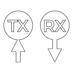 Sign icon tx rx transmission receiving data information, vector simple symbol tx rx an arrow receiving transmitting digital and analog data