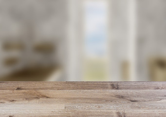 Background with empty wooden table. Flooring