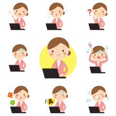 パソコン　スーツ姿の女性　バストアップ　セット
タイトル変更