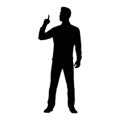 Silhouette of man pointing his finger upwards