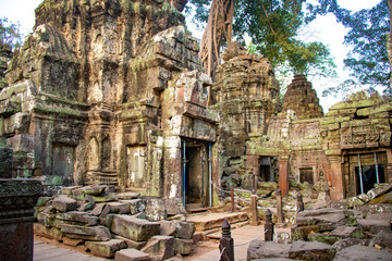 A beautiful view of Ta Phrom Temple at Siem Reap, Cambodia.