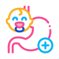 work of esophagus of newborn baby icon vector. work of esophagus of newborn baby sign. color symbol illustration