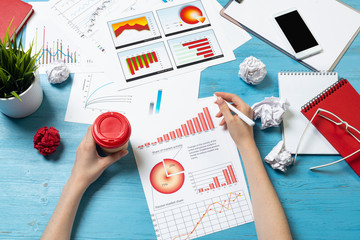 Corporate consultant analyze financial diagram