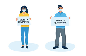 Man  in protective face dust masks. People wearing protection from urban air pollution, smog, vapor. Coronavirus quarantine, respiratory virus concept. Flat cartoon  vector illustration.