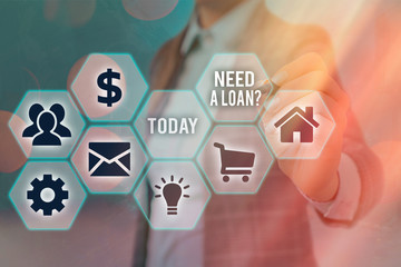 Conceptual hand writing showing Need A Loanquestion. Concept meaning offering a money for an...