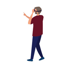 man with glasses virtual reality on white background vector illustration design