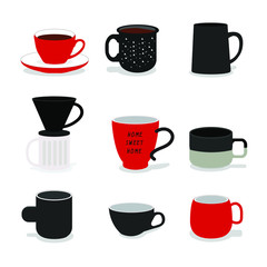 Collection of cute cup for coffee break