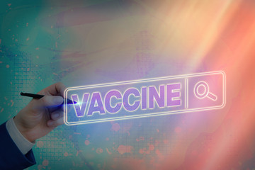 Writing note showing Vaccine. Business concept for preparation of killed microorganisms or living...