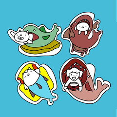 Shark doll with children