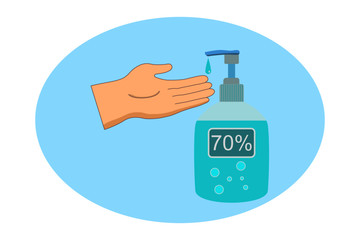 Alcohol Gel. Hand sanitiser for protection from virus. Vector illustration in flat style
