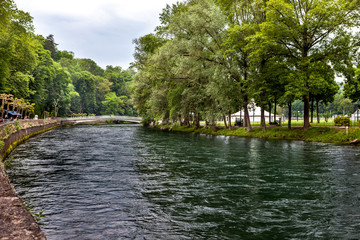 Fototapeta na wymiar River Gave de Pau in Lourdes, France.
