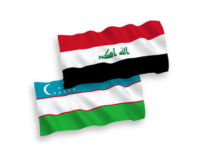 Flags of Iraq and Uzbekistan on a white background