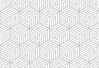 Abstract geometric pattern with stripes, lines. Seamless vector background. White and grey ornament. Simple lattice graphic design.